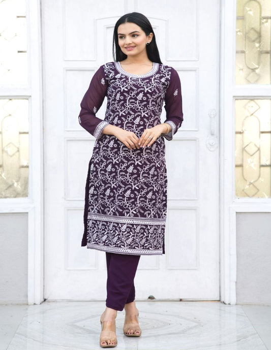 Beautiful Heavy Fox Georgette Suit With Sequence Embroidered Work