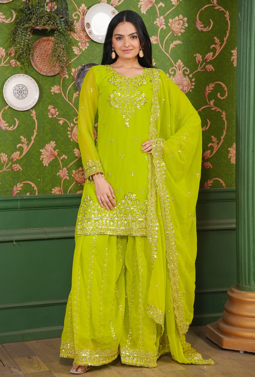 Heavy Georgette Suit With Sequence Embroidered Work