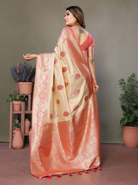 Baby Pink Viscose Silk with Butties Weaving Saree With Blouse