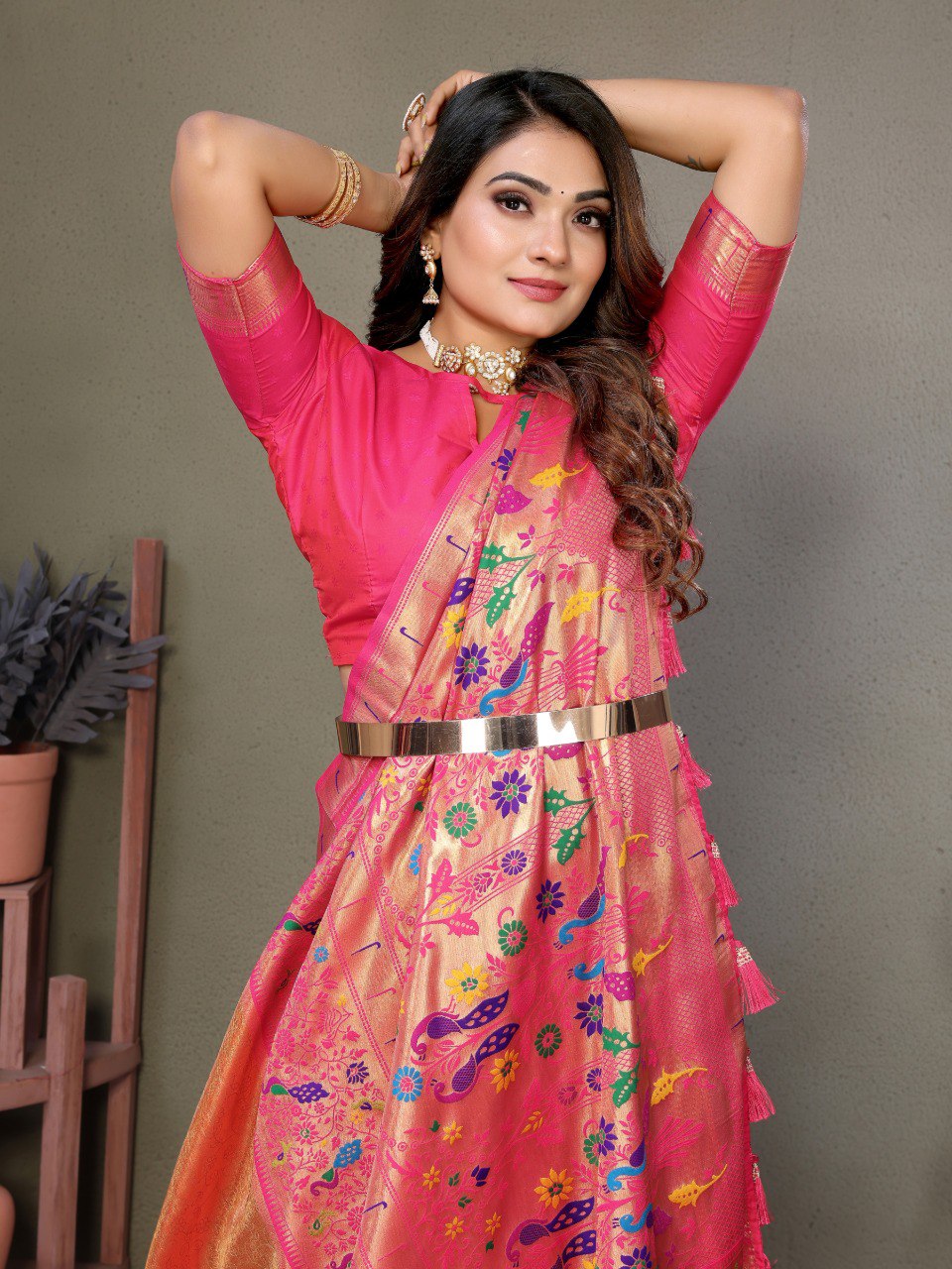 Orange Tissue Silk with Paithani woven Saree With Blouse