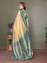 Cream Tissue Silk with Paithani woven Saree With Blouse