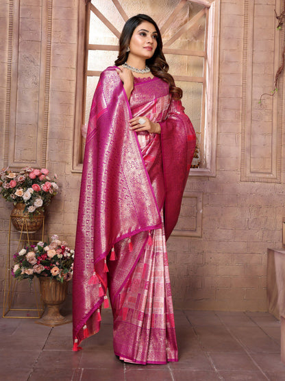 Purple Banarasi Chaturi Silk with Jari Weaving Saree With Blouse