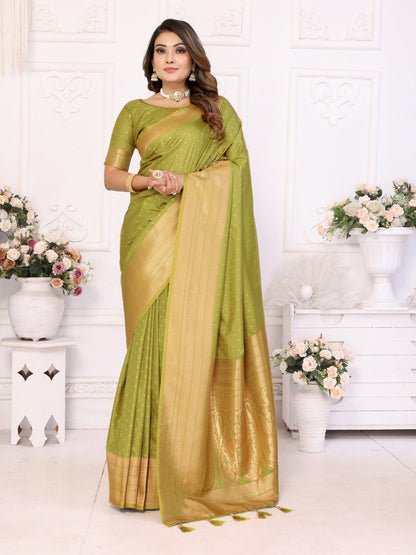 Green Silk with Zari Weaving Saree With Blouse