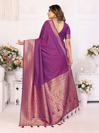 Purple Silk with Zari Weaving Saree With Blouse