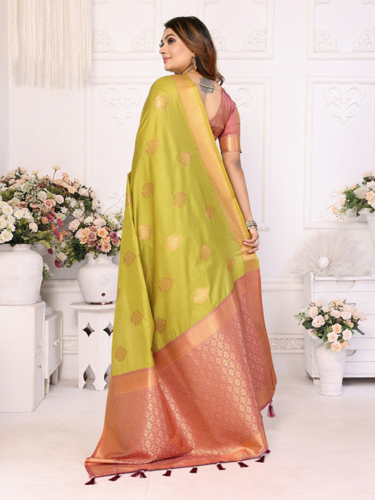 Light Green Weaving Saree With Blouse