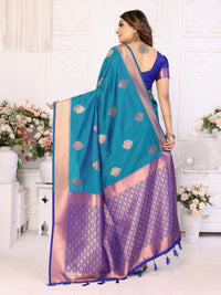 Dark Blue Weaving Saree With Blouse