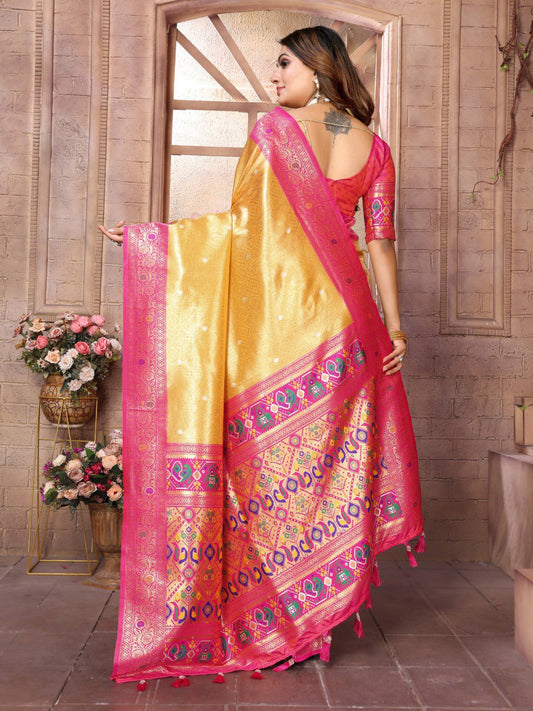 Golden Tissue Silk with Weaving Saree With Blouse
