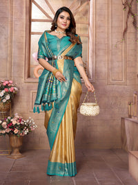 Dark Golden Tissue Silk with Weaving Saree With Blouse