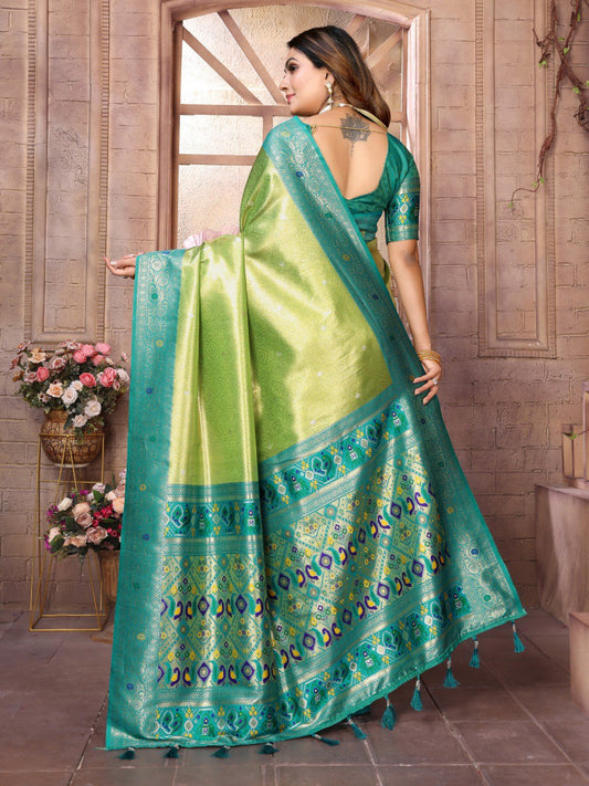 Light Green Tissue Silk with Weaving Saree With Blouse