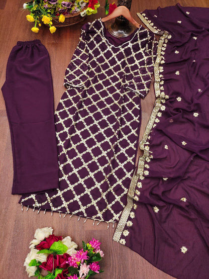 Gorgeous Heavy Fox Georgette Suit With Sequence Embroidered Work