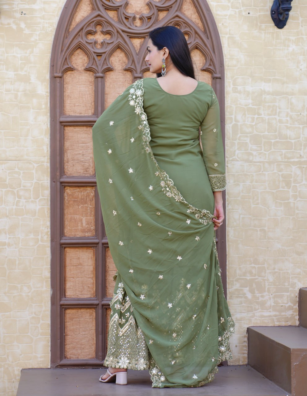 Beautiful Heavy Fox Georgette Suit With Sequence Embroidered Work 29 Pista