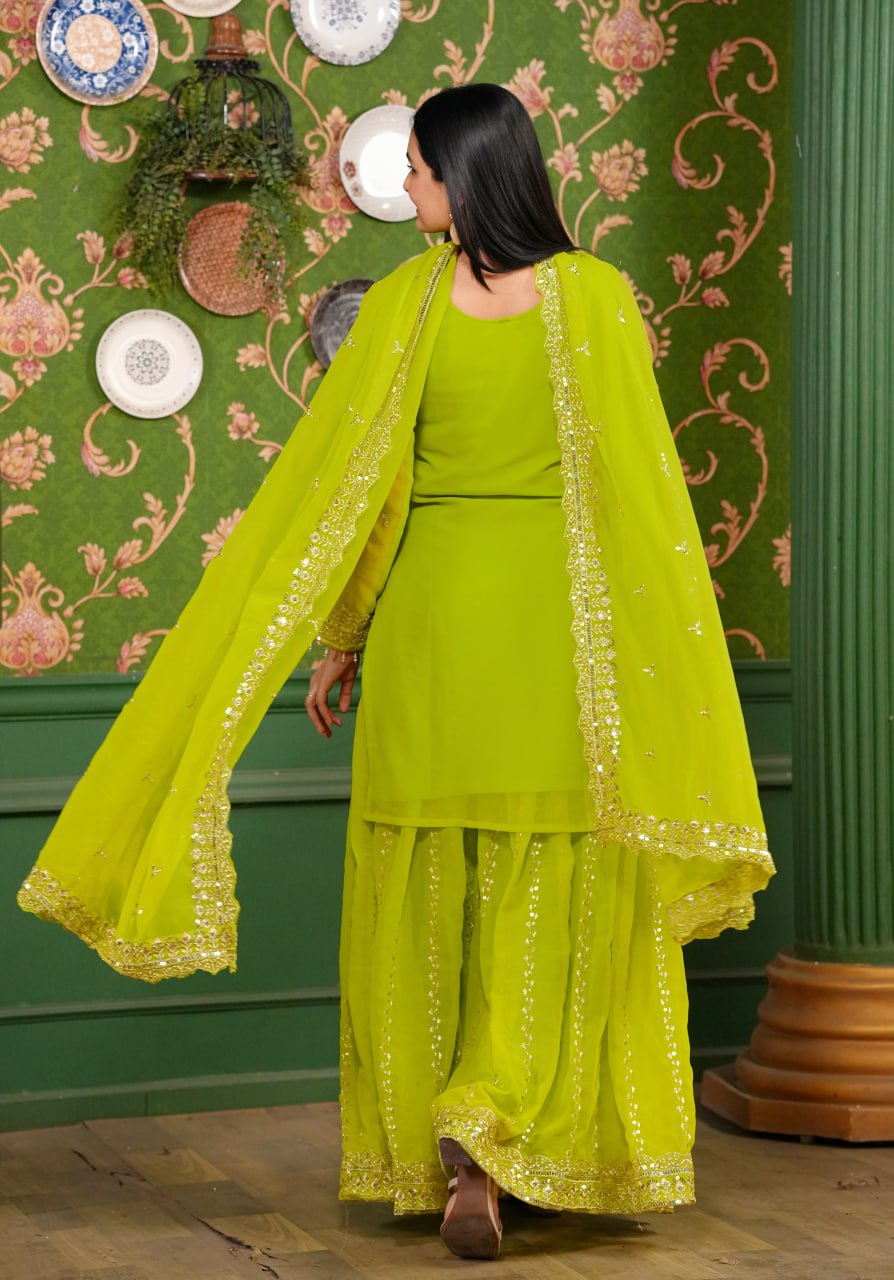 Heavy Georgette Suit With Sequence Embroidered Work