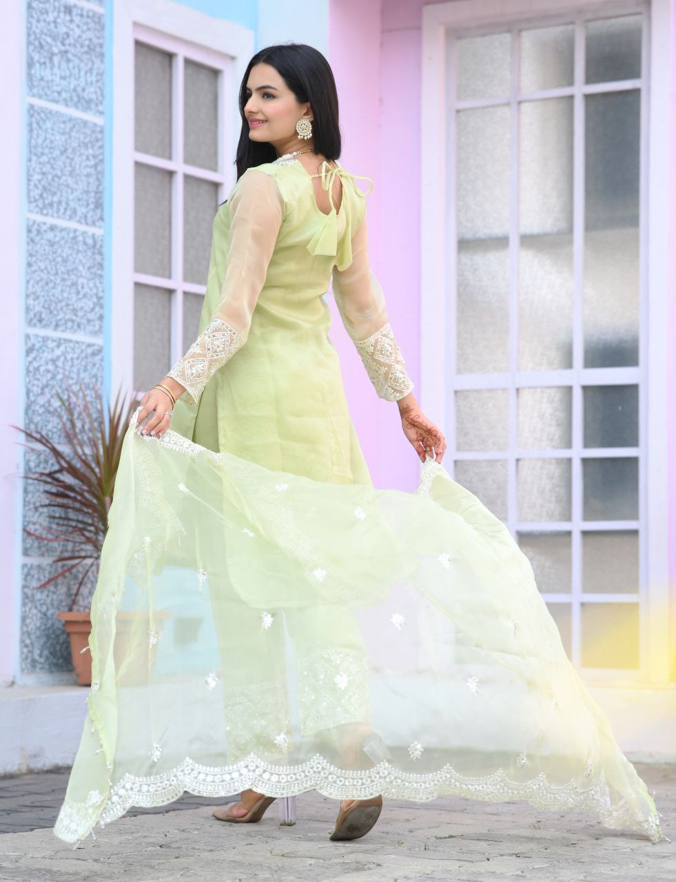 Heavy Organza Suit With Sequence Embroidered Work
