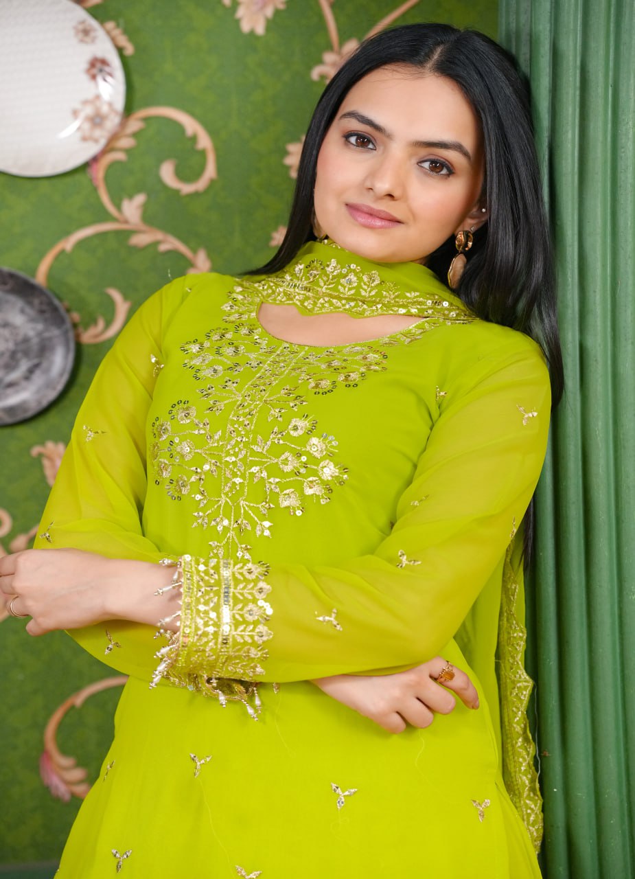Heavy Georgette Suit With Sequence Embroidered Work