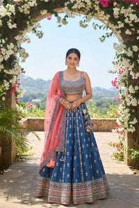 Royal Embroidered Lehenga Choli with Dupatta HKV-00260 BLUE