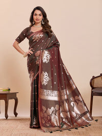 Mahendi Color Soft Silk Fabric Woven Jari Designer Partywear Saree