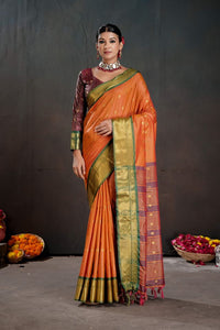 Orange Color Graceful Art Silk Fabric Woven Jacquard Designer Saree