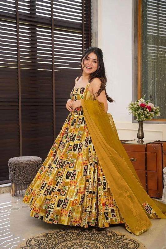 Festive gown collection with dupatta  Cream