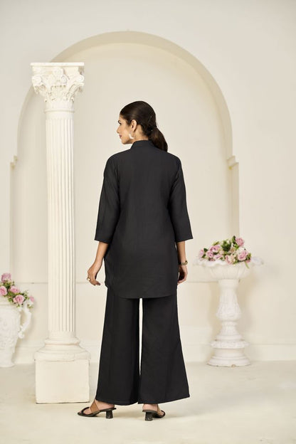 Black Color Rayon Slub Fabric Beautiful Festive Wear Salwar Kameez