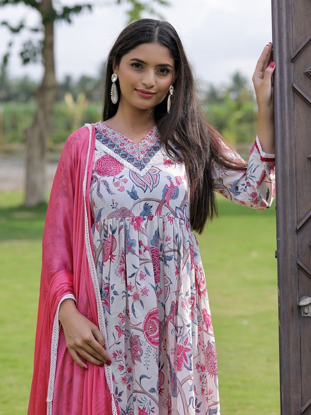 Off White Color Rayon Fabric Designer Ethnic Readymade Kurta Set