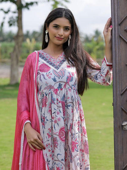 Off White Color Rayon Fabric Designer Ethnic Readymade Kurta Set