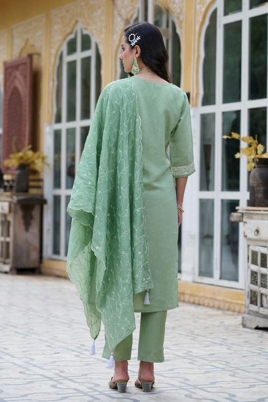Pista Color Silk Blend Fabric Smart Embroidered Girlie Trendy Salwar Suit