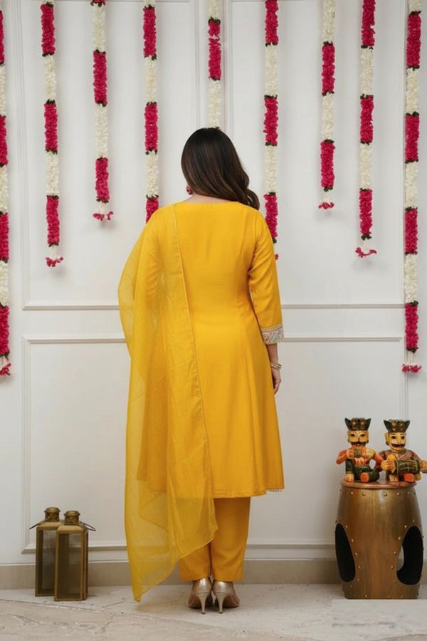 Yellow Chanderi Fabric Beautiful Graceful Ceremonial Kurta Set