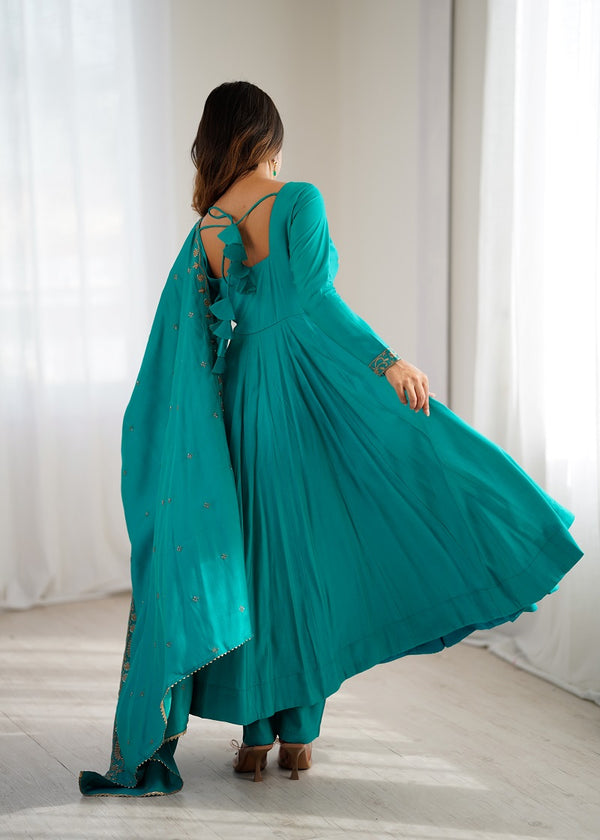 Rama Pure Roman Shimmer Chanderi Beads Work Anarkali Suit