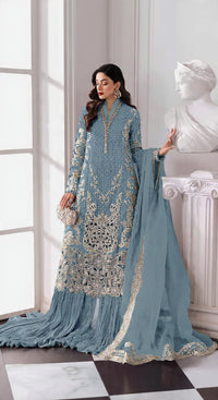 Fox Georgette Semi Stitched Suit with Embroidery Sequence Work