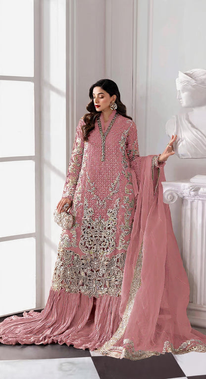 Fox Georgette Semi Stitched Suit with Embroidery Sequence Work