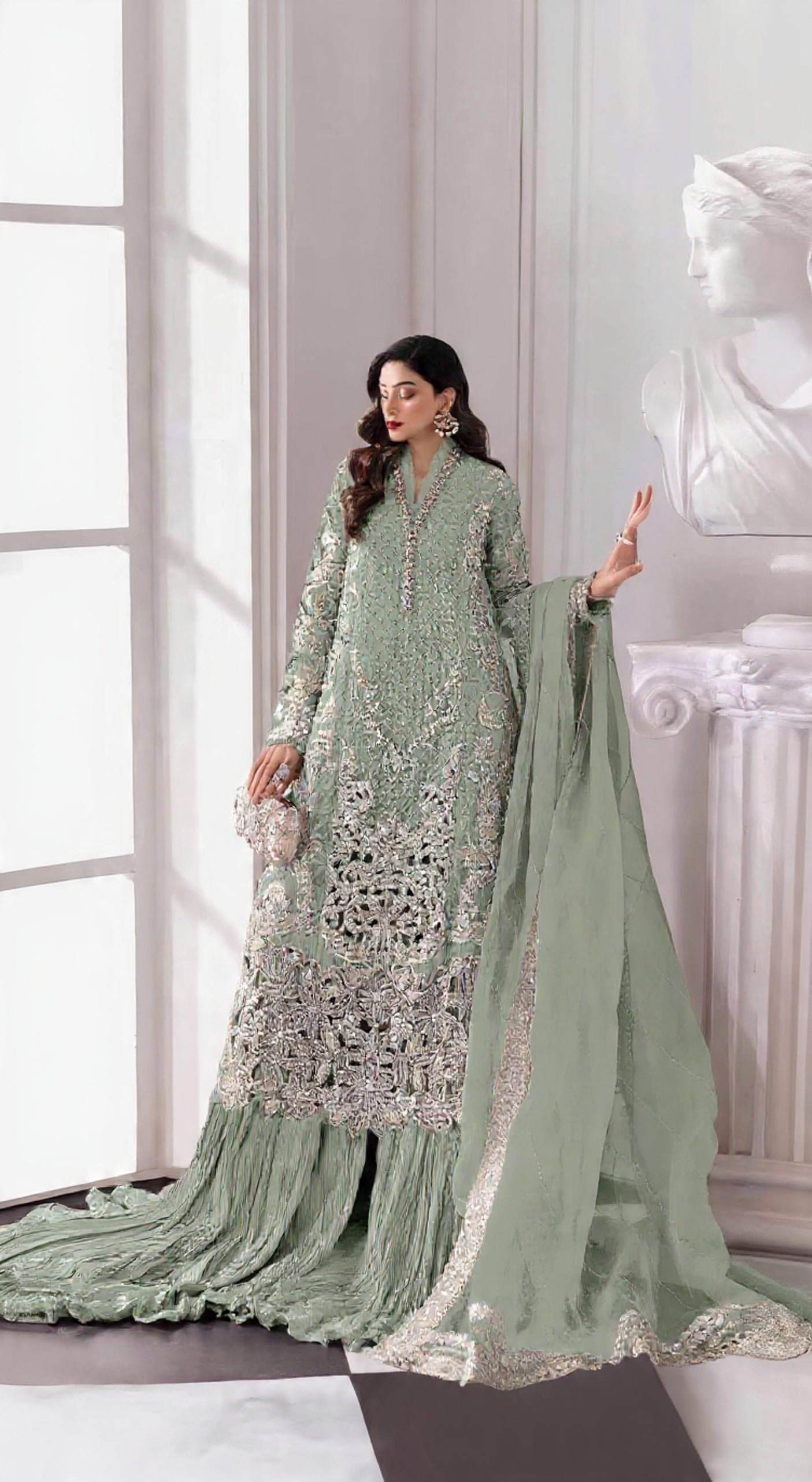 Fox Georgette Semi Stitched Suit with Embroidery Sequence Work