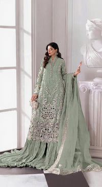 Fox Georgette Semi Stitched Suit with Embroidery Sequence Work