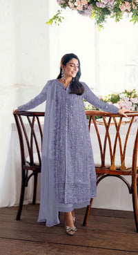 Lavender Fox Georgette Semi Stiutched Suit with Embroidery Sequenc & Khatli Work