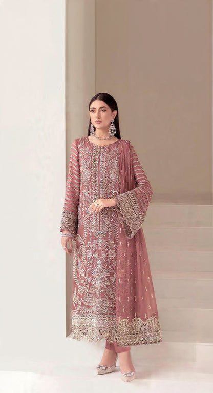 Brown Fox Georgette Semi Stiutched Suit with Embroidery Sequenc & Khatli Work