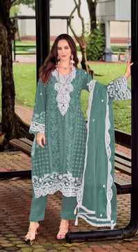 Blue Silk Semi Stitched Suit with Embroidery Sequence Work