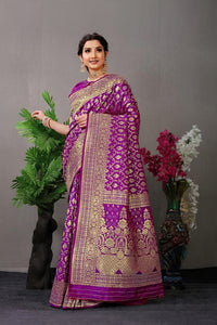 Lavender Woven Design Pure Silk Banarasi Saree With Blouse