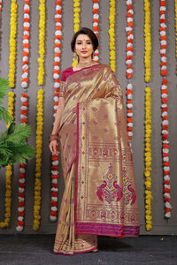 Purple Woven Design Pure Silk Banarasi Saree With Blouse