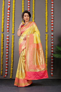 Yellow Woven Design Pure Silk Banarasi Saree With Blouse