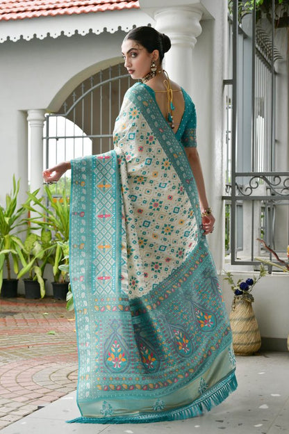 Sea Green Color Beautiful Woven Designer Partywear Saree