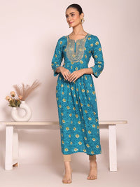 Blue Color Beautful Poly Silk Fabric Stylish Partywear Attire For Girls