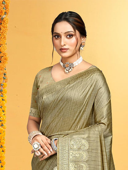 Beige color Beautiful Assam Silk Fabric Saree Woven Designer Saree