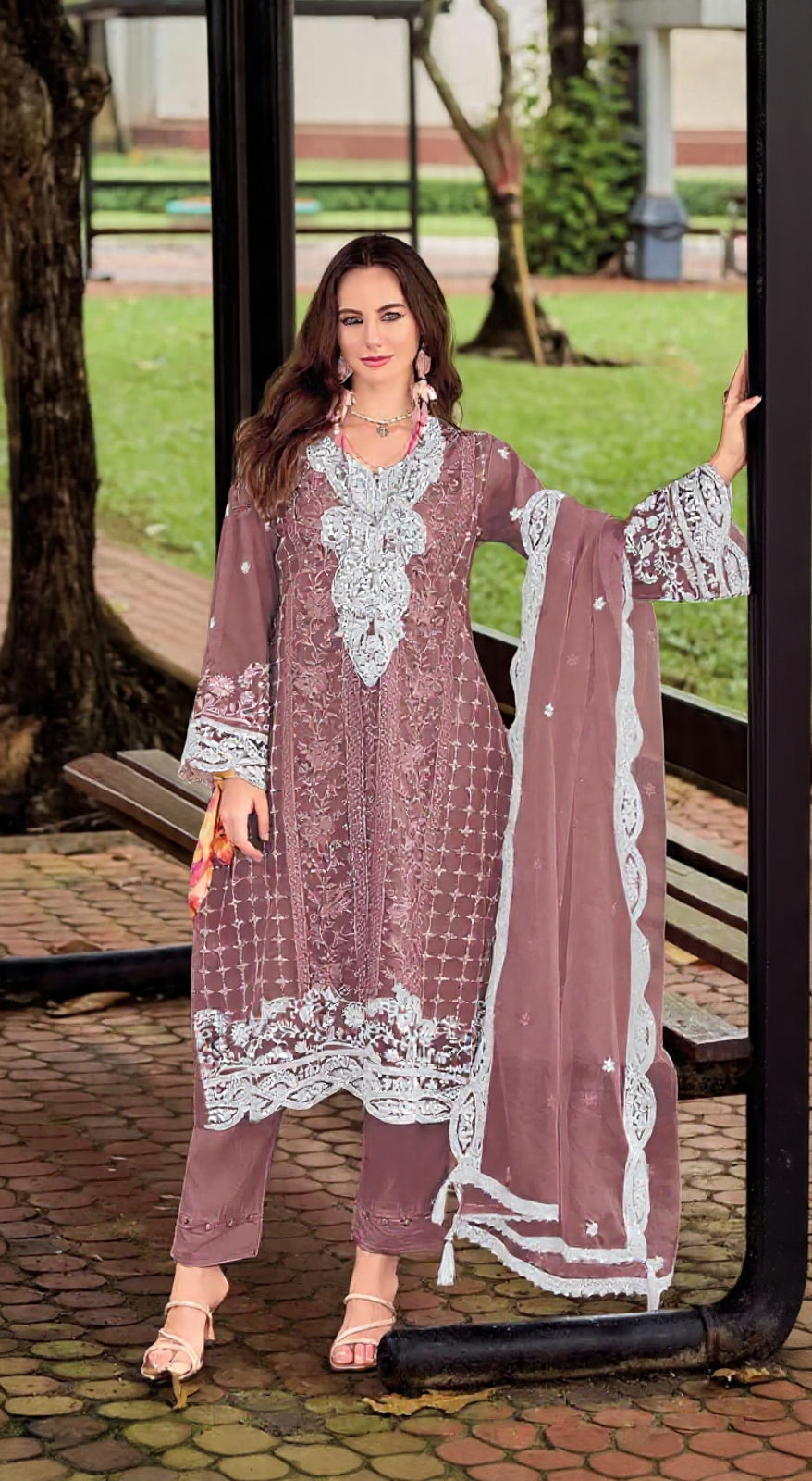 Purple Silk Semi Stitched Suit with Embroidery Sequence Work