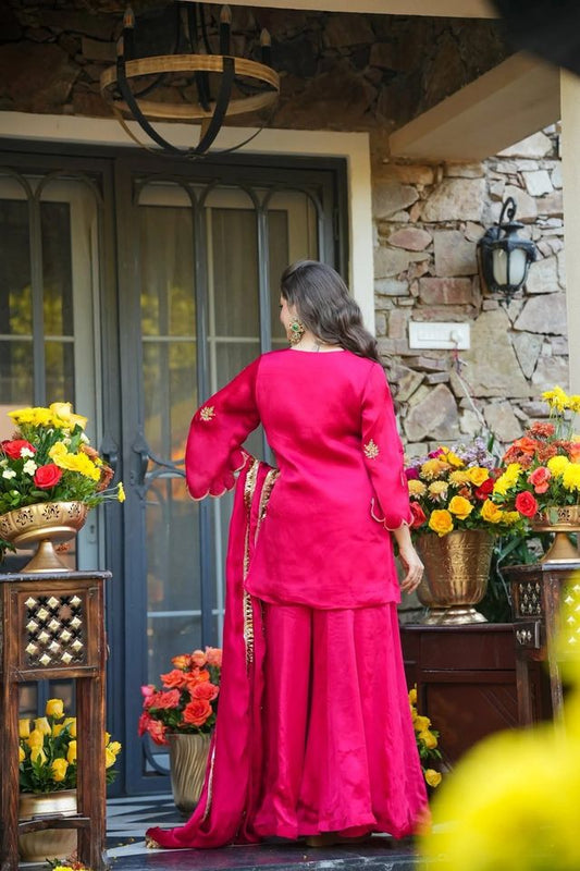 Pink Color Beautiful Fendy Silk Fabric Designer Ceremonial Readymade Suit