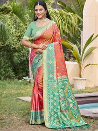 Mustard Color Pochampalli Silk Fabric Ethnic Woven Designer Partywear Saree