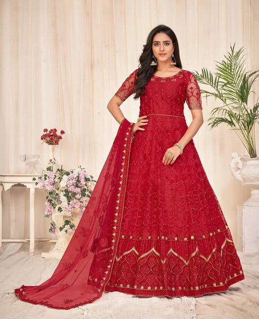 Elegant Embroidered Anarkali Suit with Designer Dupatta