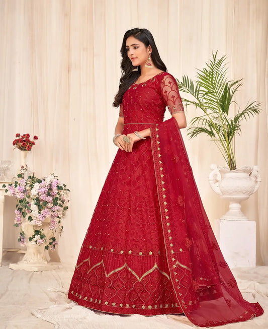 Elegant Embroidered Anarkali Suit with Designer Dupatta