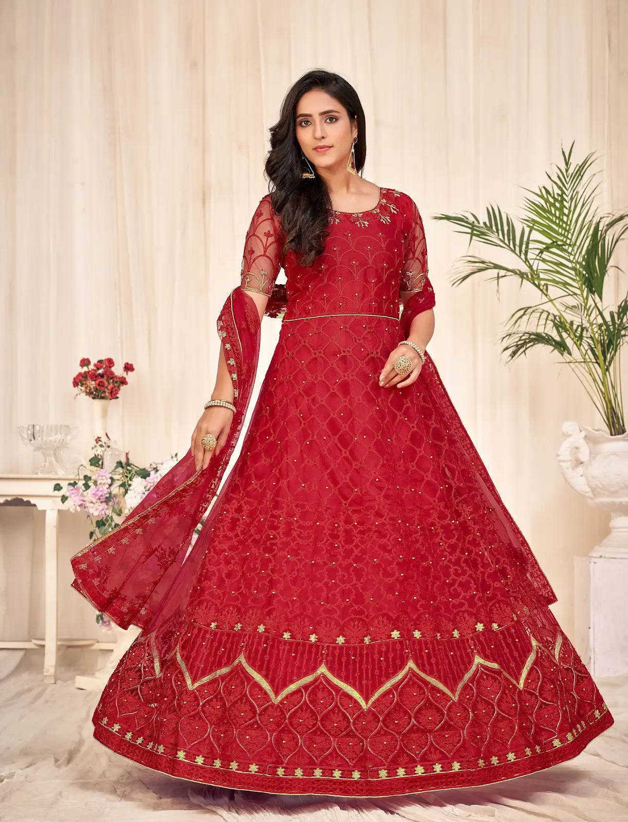 Elegant Embroidered Anarkali Suit with Designer Dupatta