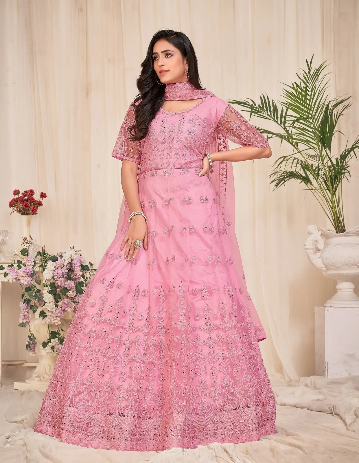 Elegant Embroidered Anarkali Suit with Designer Dupatta