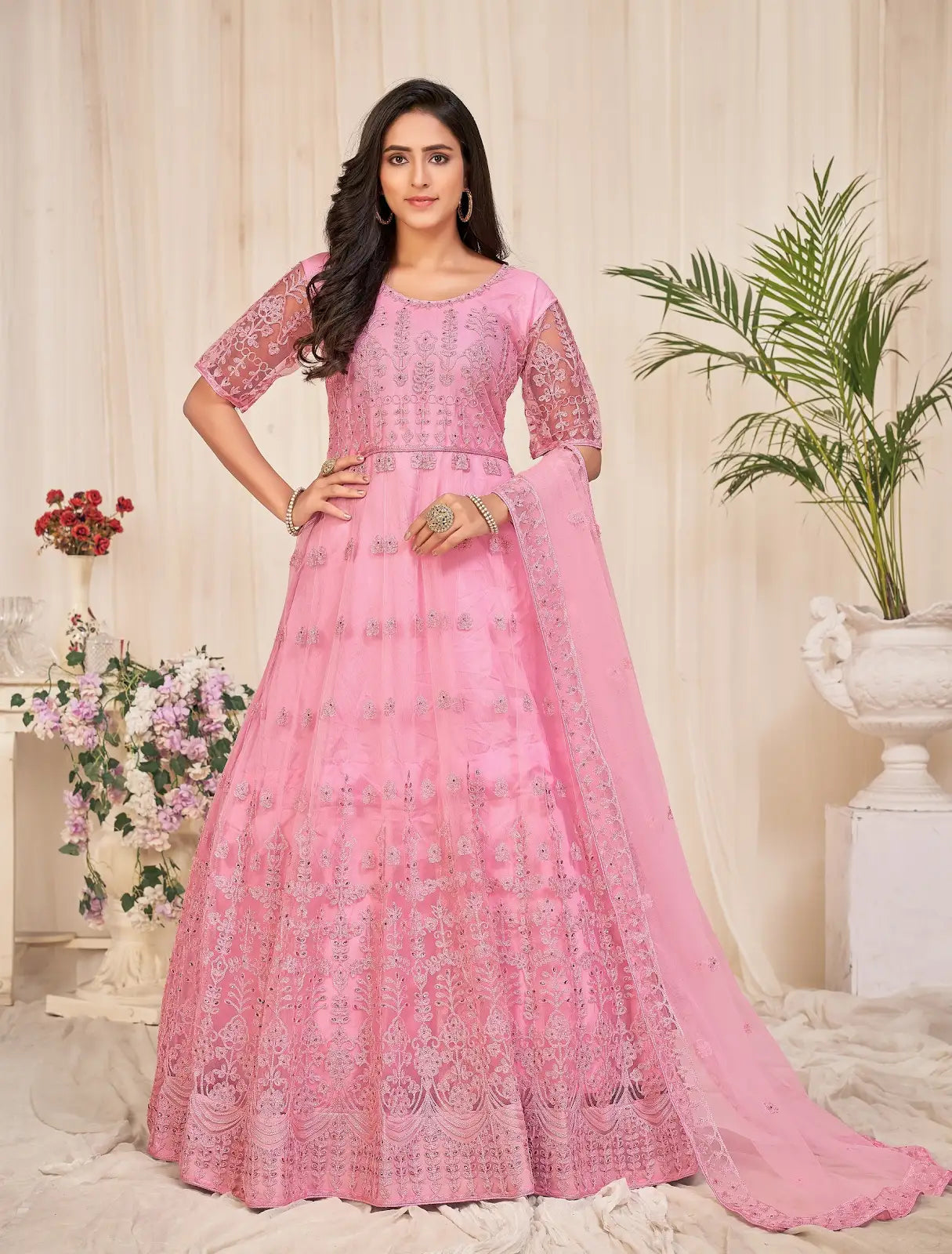Elegant Embroidered Anarkali Suit with Designer Dupatta