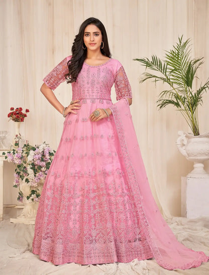 Elegant Embroidered Anarkali Suit with Designer Dupatta